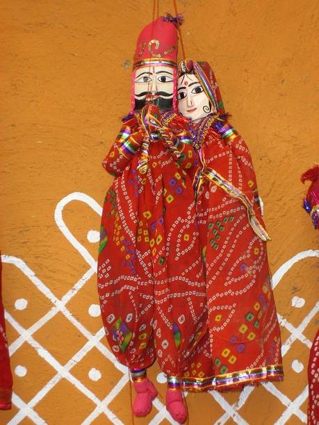 Jaipuri Craft Rajasthani Wooden Puppets | Kathputli Doll | Puppet Pair for Home Decor Hand Puppets