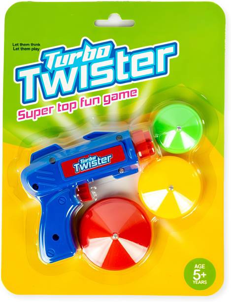 Planet of Toys Turbo Twister Spinning Top Launcher Toy Set for Kids with 3 Colorful Spinning Shot Put