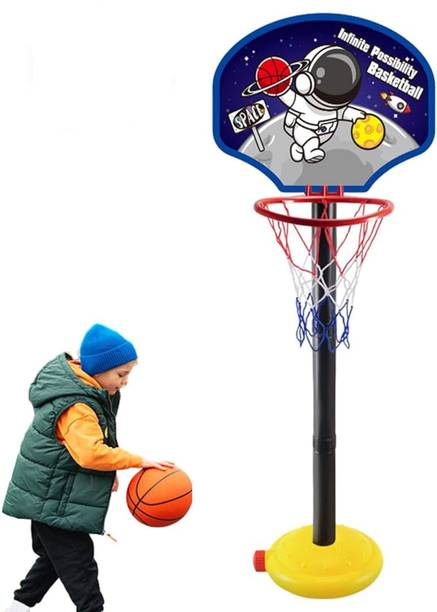 KOBBET Basketballs for Kids, Height Adjustable Kit Indoor & Outdoor Game Basketball Net Basketball