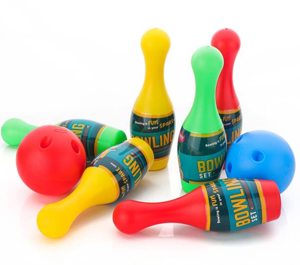 333MART Plastic Bowling Game Set with 6 Pin and 2 Ball, Multicolor Box Bowling Set Bowling