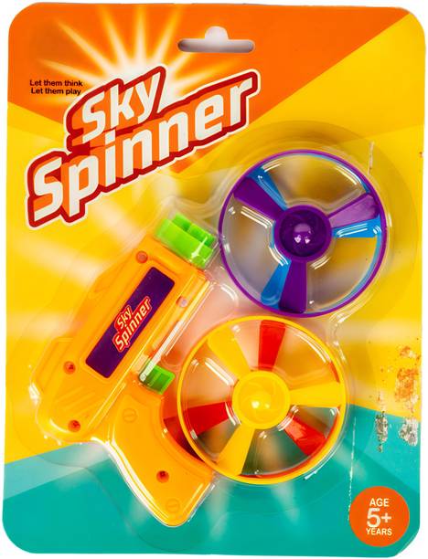 Planet of Toys Launcher Set with 4 Sky Spinners – Exciting Outdoor Toy for Kids to Spin Shot Put