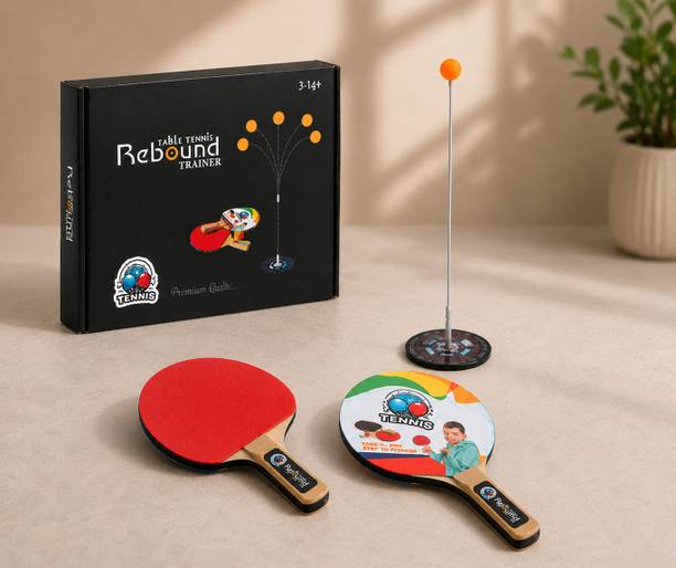 UrbanPlast Table Tennis Trainer Set with Elastic Rod & Ping Pong Bats Table Tennis