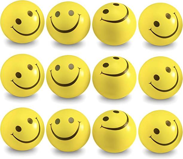 R J Smiley Squeeze Stress Relief Balls – Pack of 12 Yellow Foam Toys for Kids Softball
