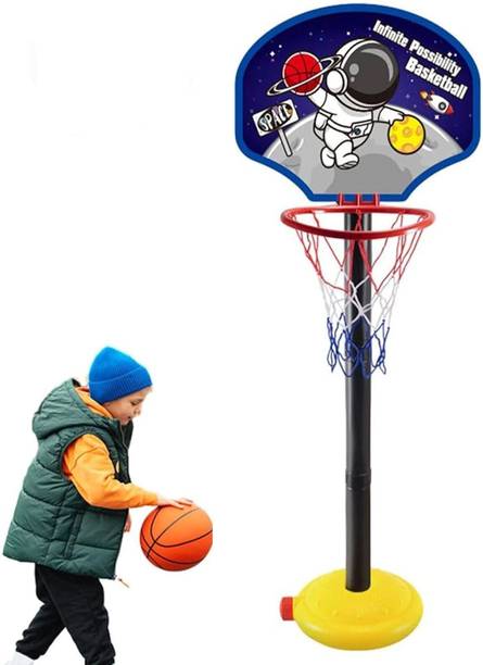 KOBBET Basketballs for Kids, Height Adjustable Kit Indoor & Outdoor Game Basketball Net Basketball