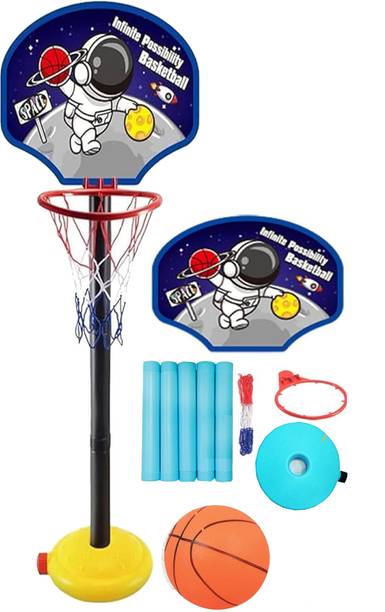 KOBBET Basketballs for Kids, Height Adjustable Kit Indoor & Outdoor Game Basketball Net Basketball