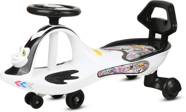 TOYSHOPPEE Black & White MAGIC CAR FOR KIDS TWISTE Car SENIOR WITH MUSIC AND BACK SUPPORT CC Froggy B/W Tricycle