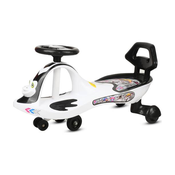TOYSHOPPEE Black & White MAGIC CAR FOR KIDS TWISTE Car SENIOR WITH MUSIC AND BACK SUPPORT CC Froggy B/W Tricycle