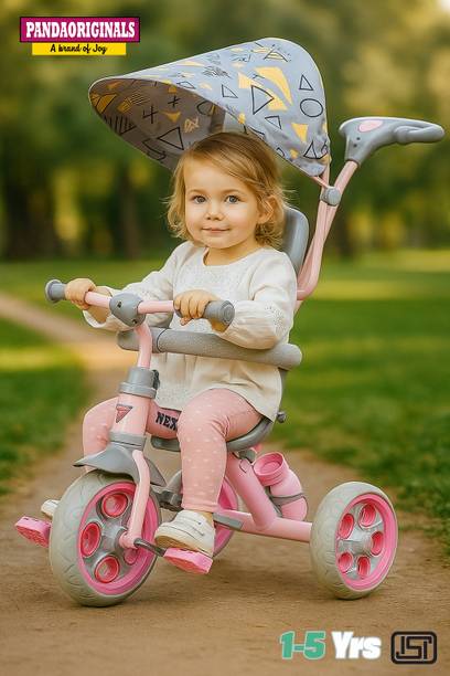 Pandaoriginals 3 IN 1 With Canopy, Parent Handle, Sipper, Footrest, Safety Railing Tricycle