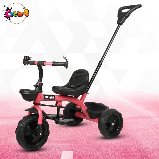 CREW4 Parental Handle with Front-Back Basket for Storage PINK C H Tricycle