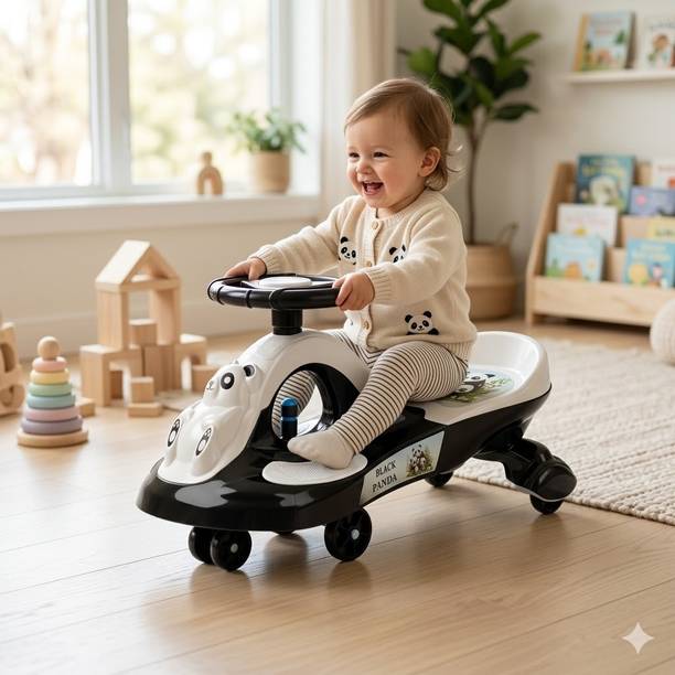 BRAVETOT Kids Panda Swing Magic Car Ride-On Toy pandacar Tricycle