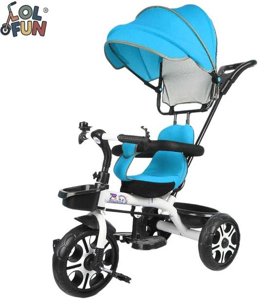 LOL-FUN Tricycle with Canopy and Parental Handle 2 to 5 years tricycle baby for kids canopy Tricycle