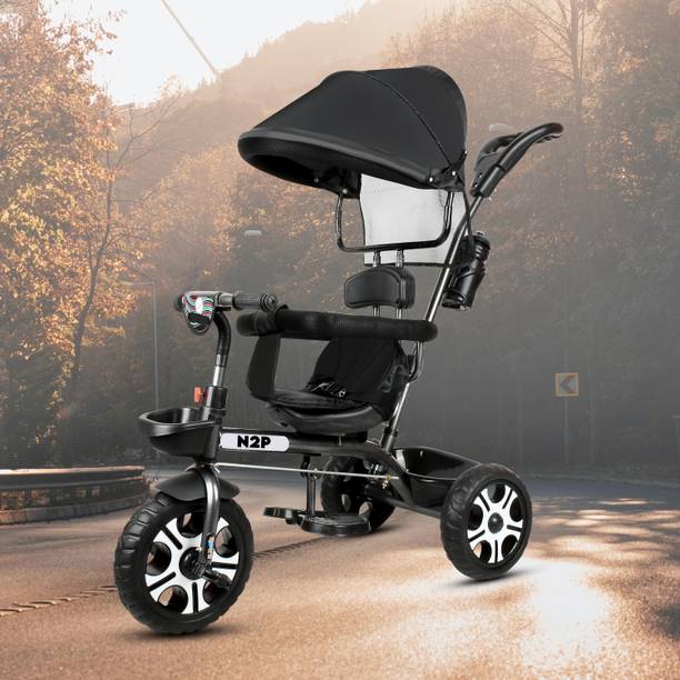 N2P Reversible Seat Tricycle with Parent Push Bar,Canopy,Storage Basket Best For 1 to 5 Years Baby Kids Tricycle