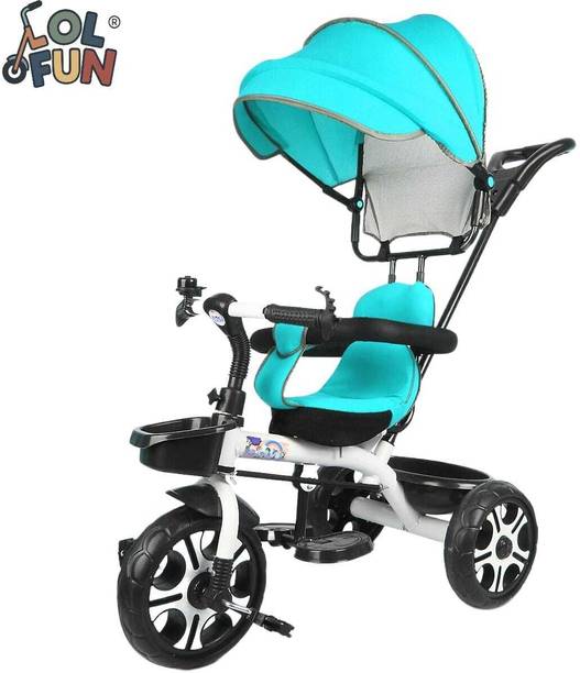 LOL-FUN Tricycle with Canopy and Parental Handle 2 to 5 years tricycle baby for kids canopy Tricycle