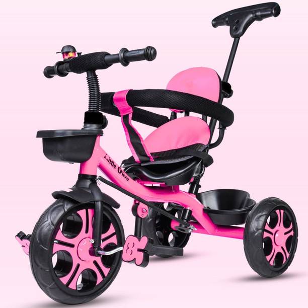 Little Olive Kiddie Kart Tricycle For Kids - Pink Kiddie Kart Tricycle - Safe, Sturdy, And Stylish Ride-On Toy For Kids, Ages 2-5 Tricycle