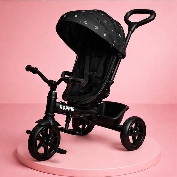Hoppie Baby Tricycle with Canopy, Push Handle & Safety Harness Tricycle Tricycle