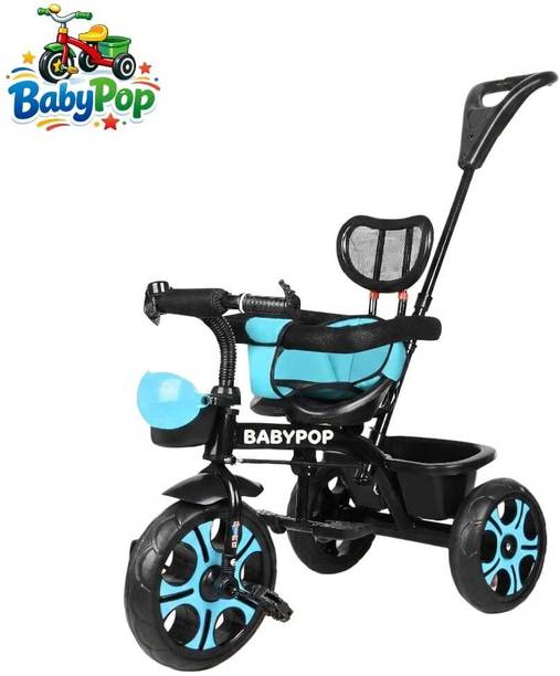 BABYPOP Tricycle with Parental Handle | back rest and Dual Storage Basket DVPOT-13B Tricycle