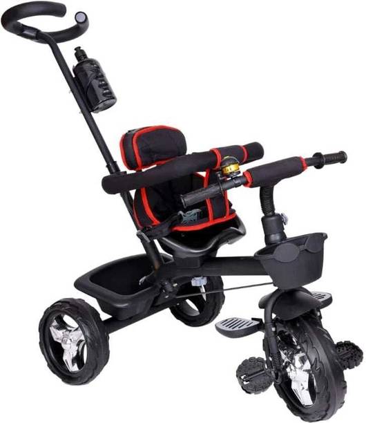 Baby Smile Tricycle with Parental Handle | Black wheels and Armrest 4006- Tricycle