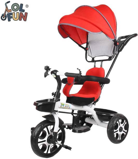 LOL-FUN Tricycle with Canopy | Armrest and Seatbelt tricycle baby for kids canopy Tricycle