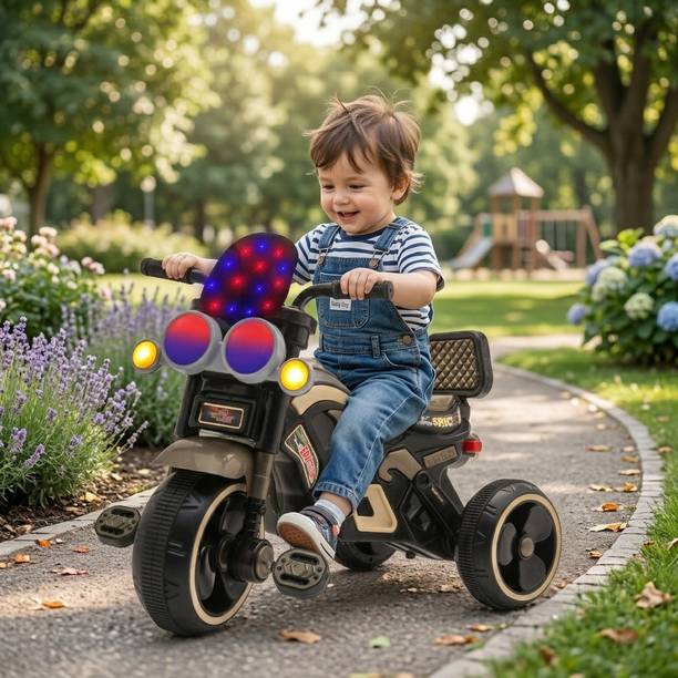 JoyRide Bike Pedal Tricycle for Kids Toddler Trike Headlight, Music, Eva Wheels & Curved Seat and backrest Push Along Pedal Trike for 15 Months to 3 Years Tricycle