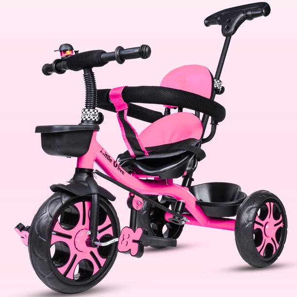 लिटिल ओलिव Kiddie Kart Tricycle For Kids - Pink Kiddie Kart Tricycle - Safe, Sturdy, And Stylish Ride-On Toy For Kids, Ages 2-5 ट्राईसाइकिल