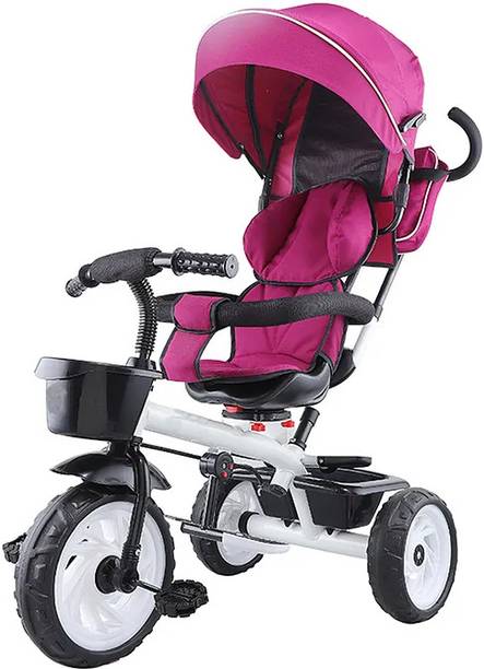 JoyRide 4 in 1 Reversible Tricycle for Kids Toddler with Parent Handle Push Along Pedal Trike Removable Canopy Safety Belt Storage Pouch Footrest for 2 to 5 Years Tricycle