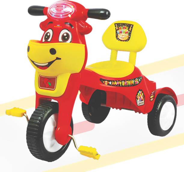 DANDLES Musical Happy Birthday Kids Tricycle with Light, Back Rest & Storage basket for 2 to 5 Years Tricycle