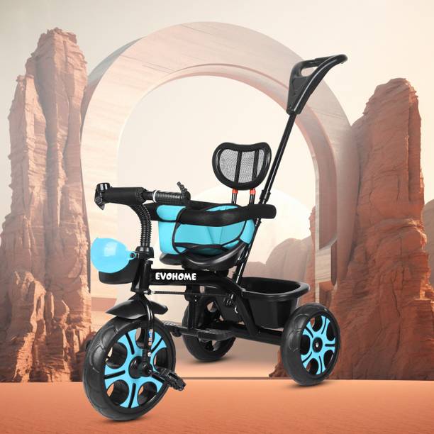 evohome Tricycle with Parental Handle | back rest and Dual Storage Basket R_10_BLUE_EVA WHEEL Tricycle