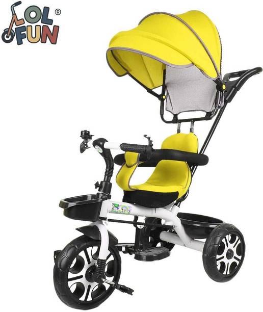 LOL-FUN Tricycle with Canopy and Parental Handle 2 to 5 years tricycle baby for kids canopy Tricycle