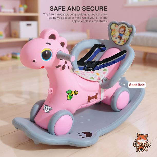 CLEVER FOX Rio Dinosaur Ride on Toy Rockers and Rider Convertible Toy With Safety Belt Rio_PI Tricycle