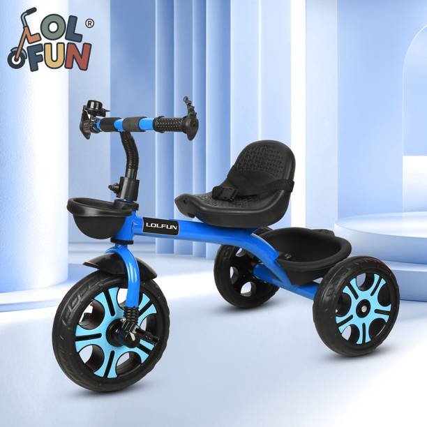 LOL-FUN Tricycle with Dual Storage Basket | Blue wheels and For Ages (1–5 years) BST03 Tricycle