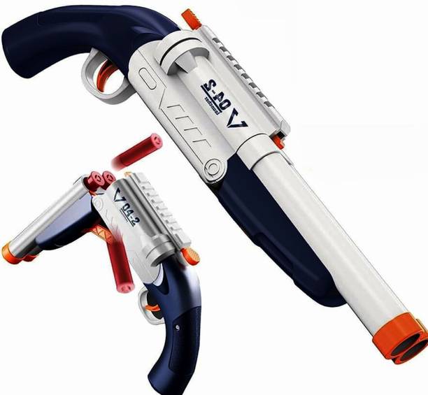 Wishkart Double Barrel 2 in 1 Blast Gun with Foam Bullets & Shell Ejection Shotgun Toy Guns & Darts