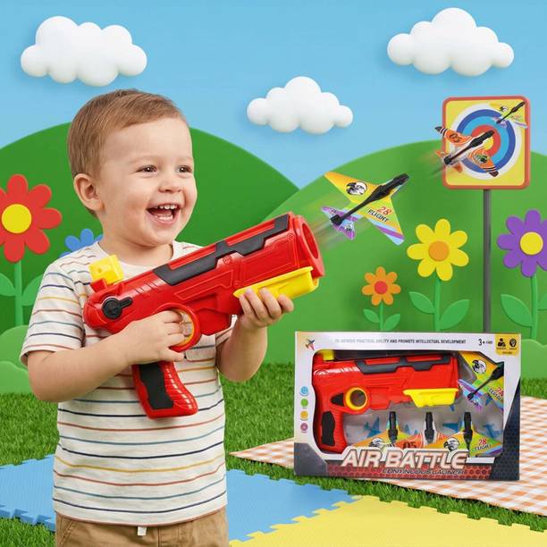 Kriiddaank Bullet Airplane Gun Playset with Sound for Kids - Soft Bullet Blaster - Safe & Guns & Darts