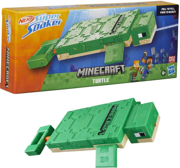 Nerf SuperSoaker Minecraft Turtle Water Blaster, Pull Back, Branded Holi Pichkari Water Gun