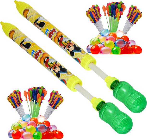 Brown Leaf (2 Pichkari+6 Magic Balloon)High Pressure Pipe Pichkari for Kids Holi Party Fun Water Gun
