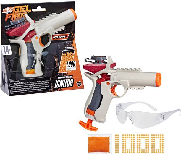 Nerf Pro Gelfire Ignitor Blaster, 1000 Gelfire Rounds, 60 Round Capacity, Ages 14+ Guns & Darts
