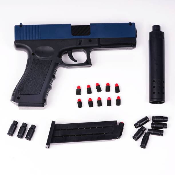 GEX Kid’s Toy Gun | Soft Bullet Gun| Pull Back Action With Ejecting Magazine Guns & Darts
