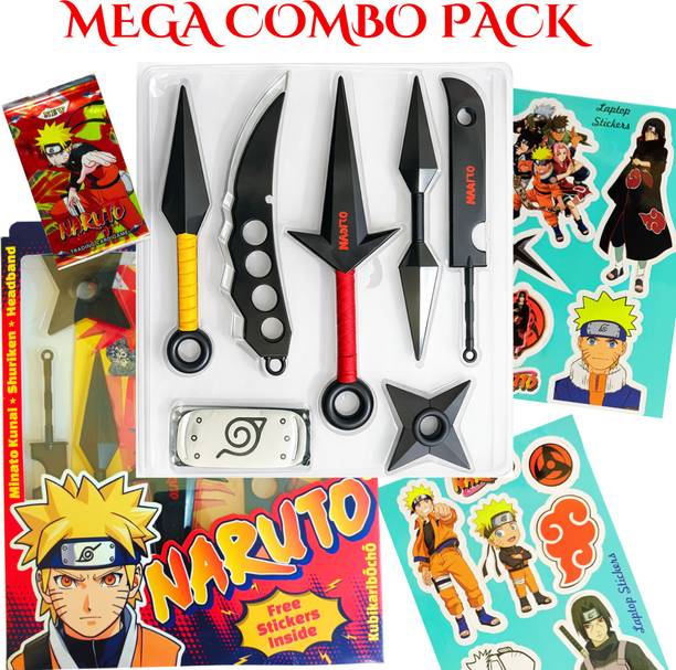 Animex Naruto Kunai Chakra Blade Shuriken Head Band Stickers and Cards Mega Combo Pack Ninja Gears