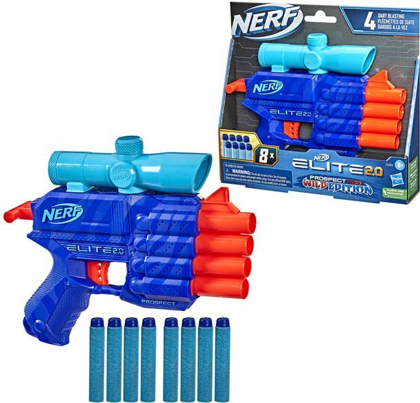 Nerf Elite 2.0 Prospect QS-4 Toy Blaster,4-Dart Blasting,Targeting Scope,Incl.8 Darts Guns & Darts