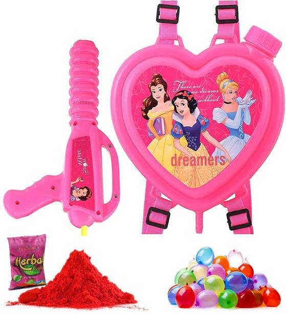 FIDDLERZ Holi Pichkari 100 Balloon & Gulal Princess Tank Water Gun