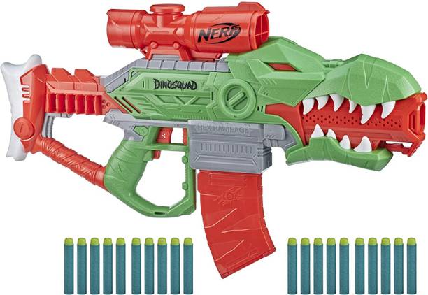 Nerf DinoSquad Rex-Rampage Motorized Dart Blaster, 10-Dart Clip, 20 Official Darts Guns & Darts