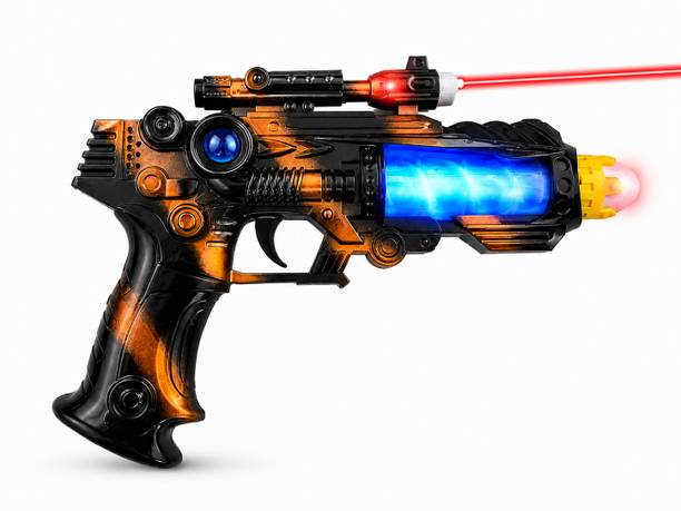 VROMLY 4-in-1 Musical Laser Toy Gun with Rotating LED Lights & Sounds Guns & Darts