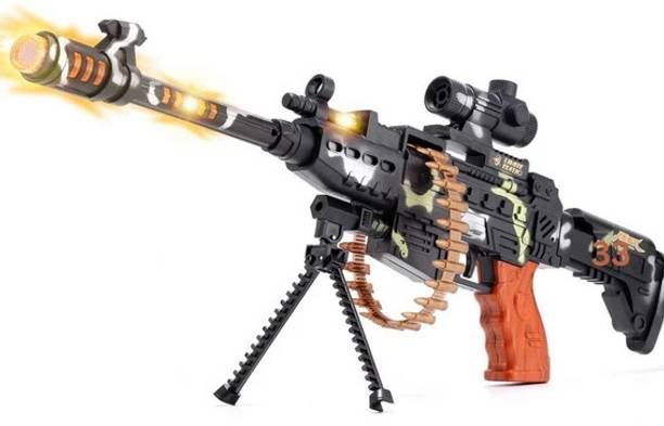 TOYSFIRE Machine Gun Toy with light and sound for kids 34 Guns & Darts
