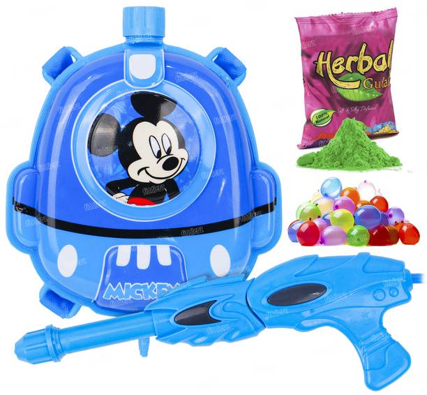 FIDDLERZ Holi Pichkari Water Gun for Kid High Pressure Holi Toy 1Pkt Gulal & 100Balloon Water Gun