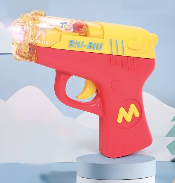 Toyco Biu-Biu Toy Gun with Moving Top Loader, Cool Flashing Lights & Sound for Kids Guns & Darts