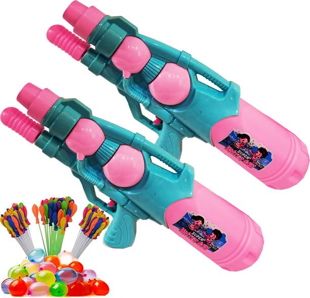 Brown Leaf (2 Pichkari + 3 Magic Balloon)for Kids Holi & Summer Pool Party Fun Water Gun