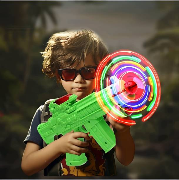 Zenex store Space Gun Toy with Rotatable LED Fan | Dynamic Music Light Effect Gun for Kids Guns & Darts