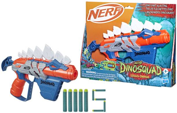 Nerf DinoSquad Stego-smash Dart Blaster, 5 Elite Darts, Dinosaur Toys Guns & Darts