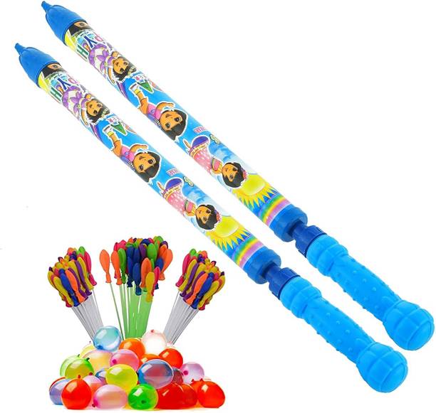 Brown Leaf (2 Pichkari + 3 Magic Balloon)for Children Holi & Summer Pool Party Fun Water Gun