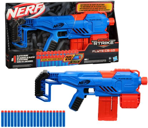 Nerf Alpha Strike Flyte CS-10 Motorized Blaster,10-Dart Clip Blasting, Incl. 20 Darts Guns & Darts