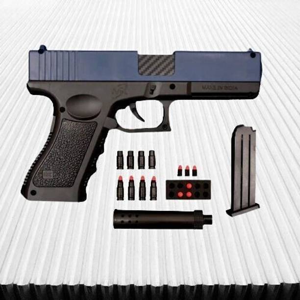 GEX Pistol With Soft Bullet, Silencer, Cartridge Plastic Shell Ejection Gun for Kids Guns & Darts